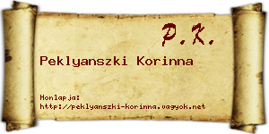 Peklyanszki Korinna névjegykártya